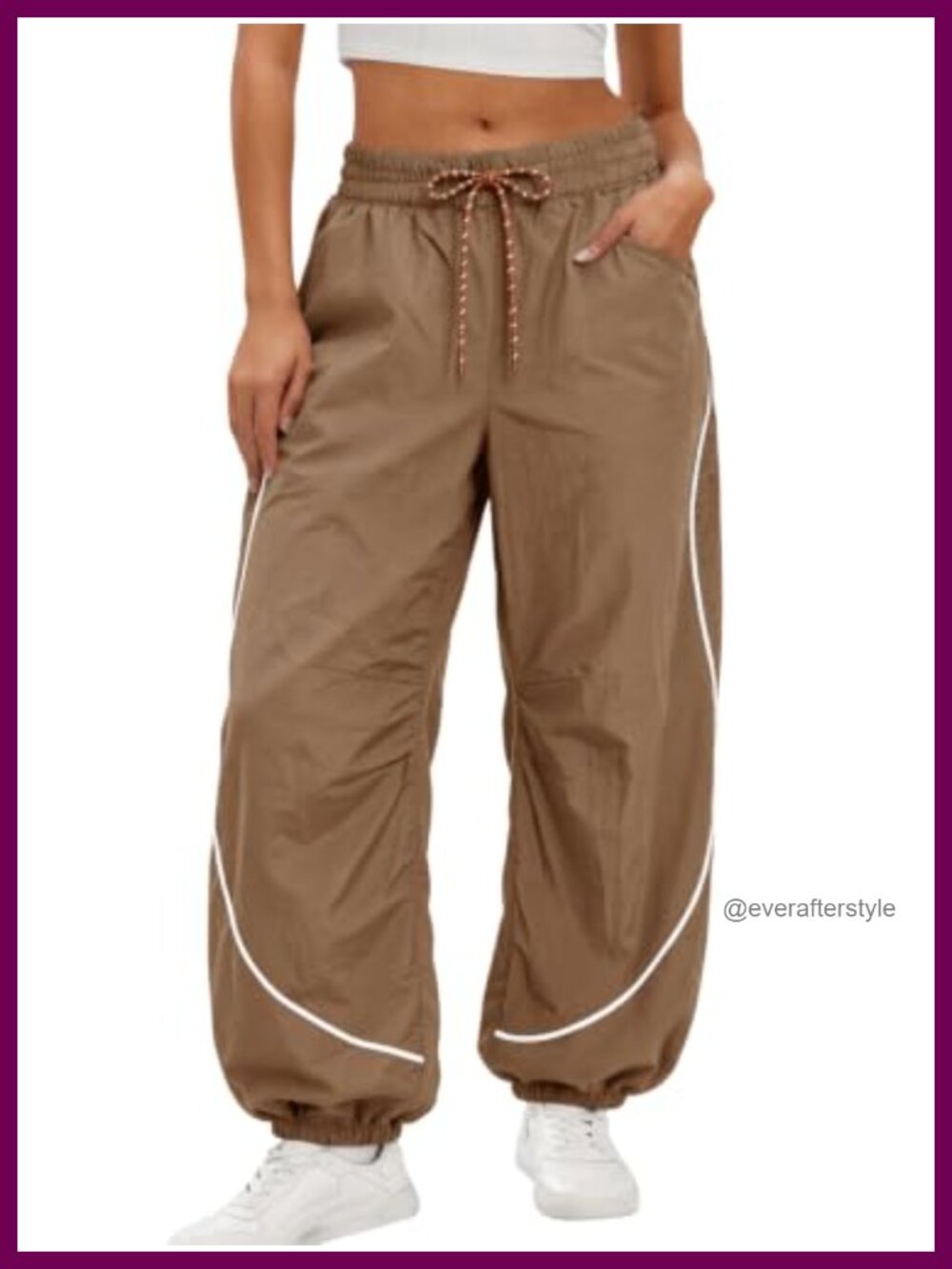 Parachute Track Pants High Waist Drawstring